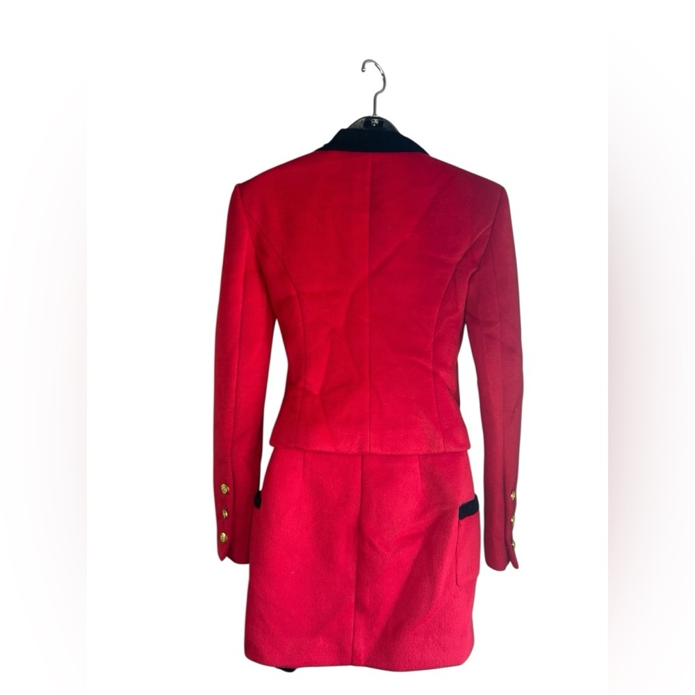 Ruoyu Womens Red and Black Buttoned blazer mini Skirt Suit Blazer sz M skirt S - Picture 8 of 10